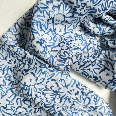 Silk Cotton  Printed Stole (Mini Nerium-Blue 55x180)