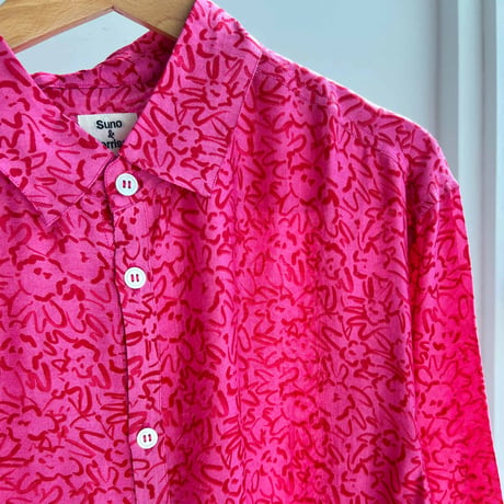 Bamboo Silk Printed Shirts (Pink / 2sizes)
