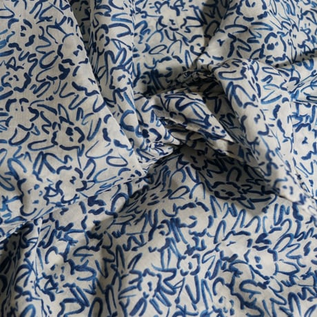 Silk Cotton Printed Scarf (Mini Nerium-Blue 100x100)