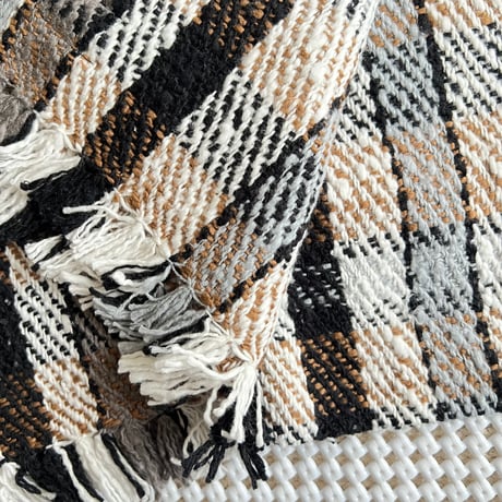 Gara-bou Blanket Stole Kabe 100×190cm (Twill Plaid - Brown)