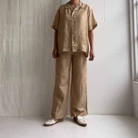 Silk Plaid Bowler Shirts Short & Regular (Beige)