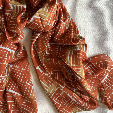 Cotton Silk  Printed Stole L (Woven Orange)