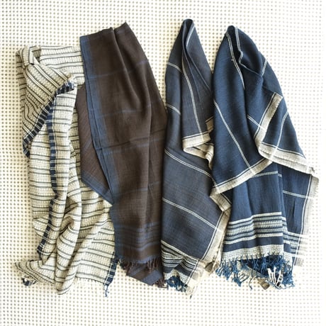 Organic Khadi Basket Bath Towel (Indigo Black White)