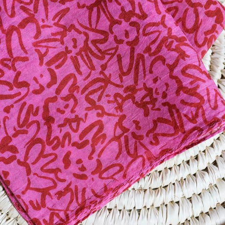 Silk Cotton Printed Bandana (Mini Nerium-Pink 53x53)
