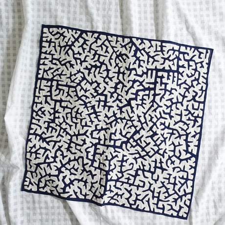 Katab Fabric #Navy - Ivory Patch (55x55)