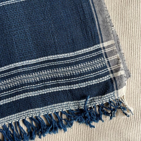 Organic Khadi Basket Bath Towel (Indigo Black White)