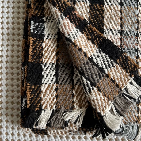 Gara-bou Medium Stole Kabe WS 50×190cm (Twill Plaid - Brown)