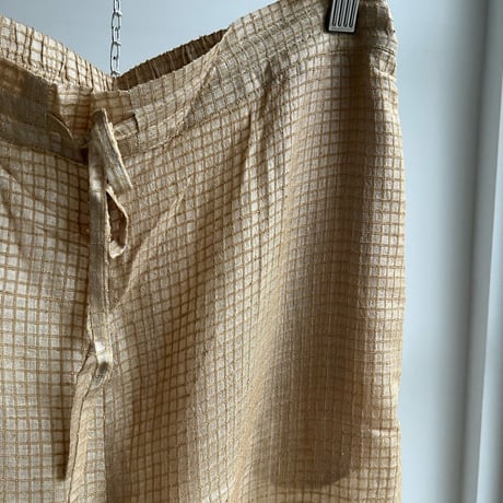 Silk Plaid Pant (Beige)