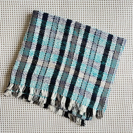 Gara-bou Blanket Stole Kabe 100×190cm (Twill Plaid - Blue)