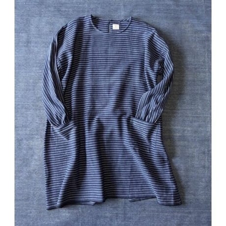 Organic Khadi Coverall Apron (Indigo pin stripe)
