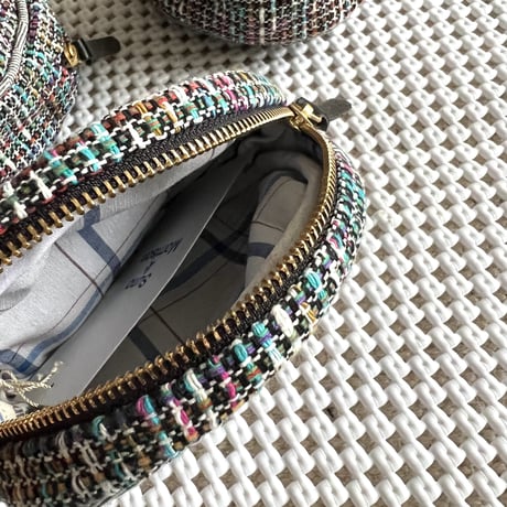 Silk Cotton Tweed Circle Pouch