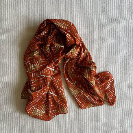 Cotton Silk  Printed Stole L (Woven Orange)