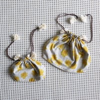 #100 Khadi Printed Drawstring Bag ( Badala-Yellow  / 2sizes)