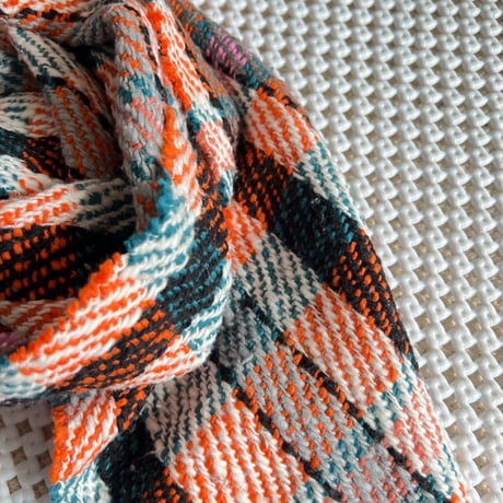Gara-bou Muffler Stole Kabe 22×190cm (Twill Plaid - Orange)