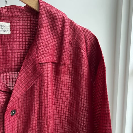 Silk Plaid Bowler Shirts Short & Regular (Bordeaux)
