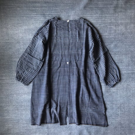 Organic Khadi Coverall Apron (Indigo pin stripe)