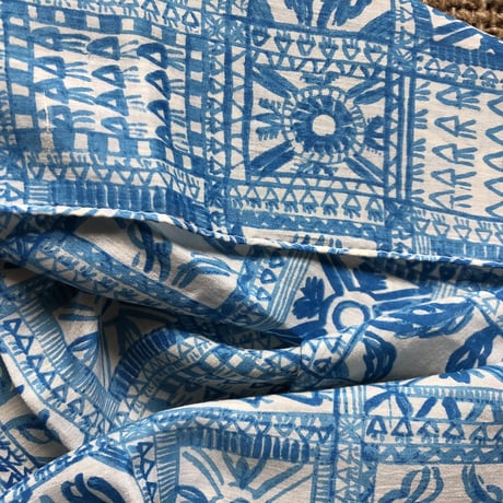 Cotton Silk Printed Stole 105x180 (Block Blue)