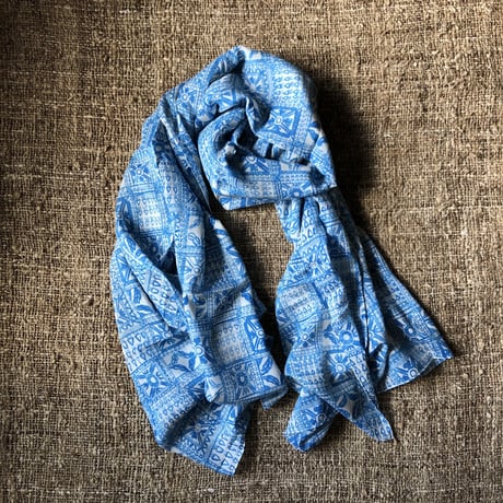 Cotton Silk Printed Stole 105x180 (Block Blue)