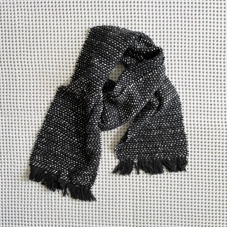 Suno＆Morrison マフラーストール ヘリンボーン&ドットブラック