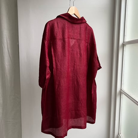 Silk Plaid Bowler Shirts Short & Regular (Bordeaux)