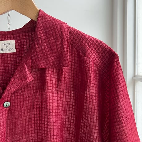 Silk Plaid Bowler Shirts Short & Regular (Bordeaux)