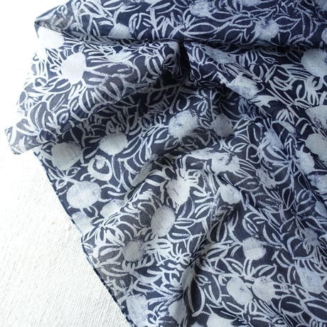 Cotton Silk  Printed Stole S (Blaoga Navy)