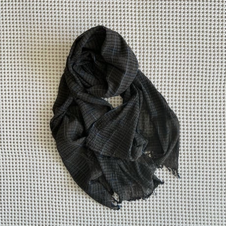 TC Khadi Chambray Stole (Charcoal Tattersall)