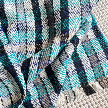 Gara-bou Medium Stole Kabe WS 50×190cm (Twill Plaid - Blue)