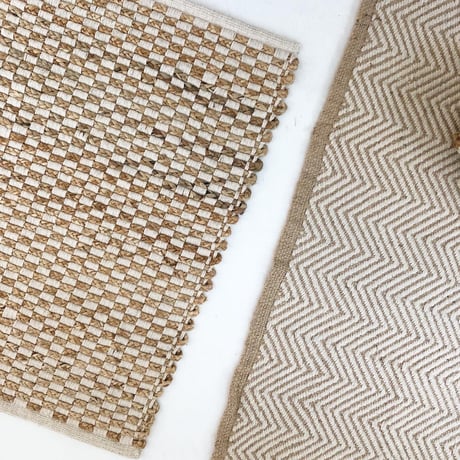 Jute Cotton Checkered Rug 100x140
