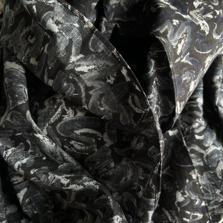 #100 Khadi Printed Stole (Nerium-Charcoal)