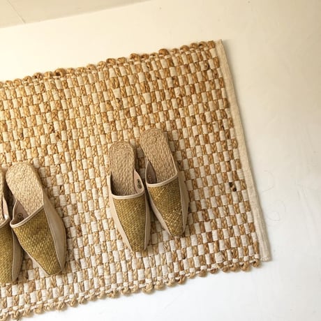 Jute Cotton Checkered Rug 100x140