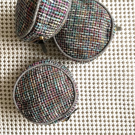 Silk Cotton Tweed Circle Pouch