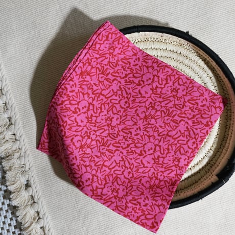 Silk Cotton Printed Bandana (Mini Nerium-Pink 53x53)