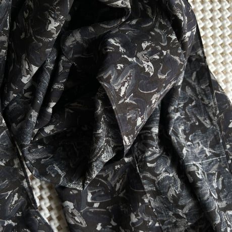 #100 Khadi Printed Stole (Nerium-Charcoal)