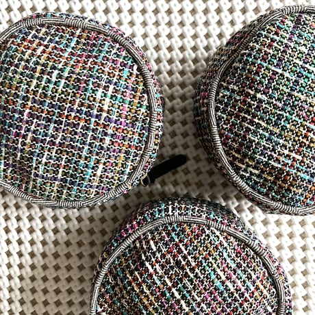 Silk Cotton Tweed Circle Pouch