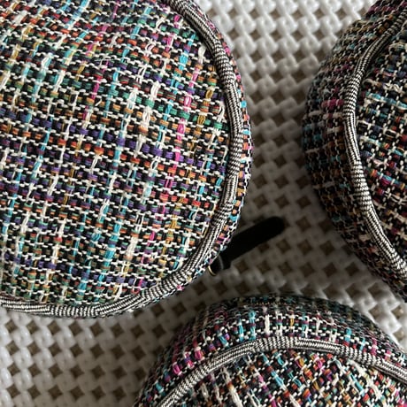 Silk Cotton Tweed Circle Pouch