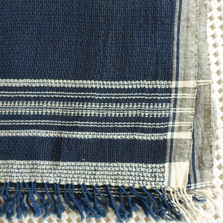 Organic Khadi Basket Bath Towel (Indigo Black White)