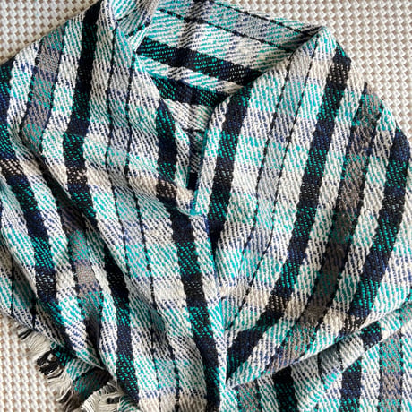 Gara-bou Medium Stole Kabe WS 50×190cm (Twill Plaid - Blue)