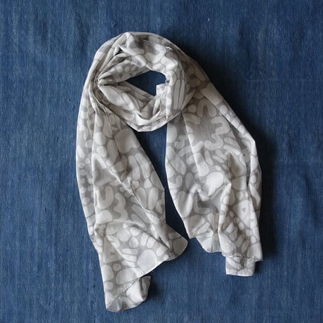#150 Khadi Alpha Printed Stole 55 × 180cm  (Gray)
