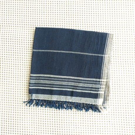 Organic Khadi Basket Bath Towel (Indigo Black White)