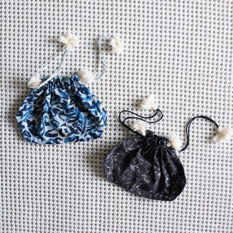 #100 Khadi Printed Drawstring Bag "Nerium" SizeS 2colors