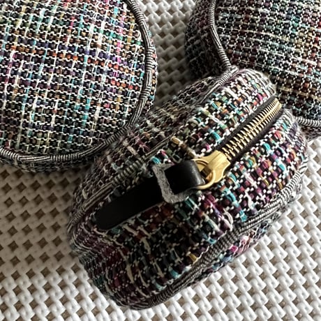 Silk Cotton Tweed Circle Pouch