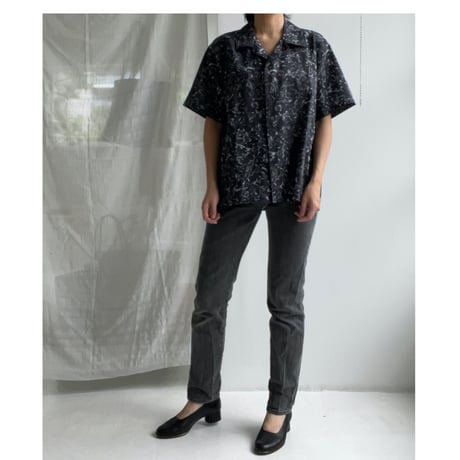 #100 Khadi Printed Bowler Shirts Regular (Nerium Charcoal)