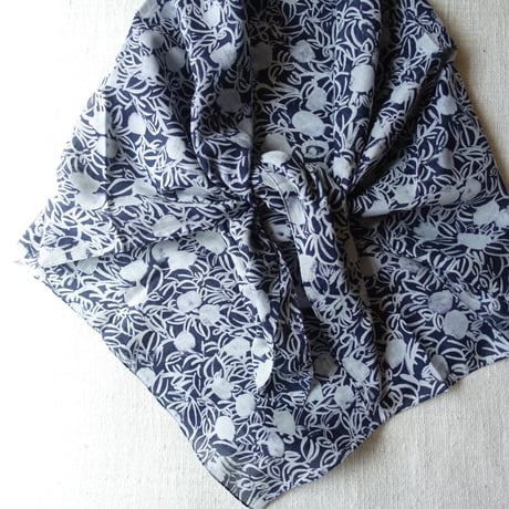 Cotton Silk  Printed Stole S (Blaoga Navy)