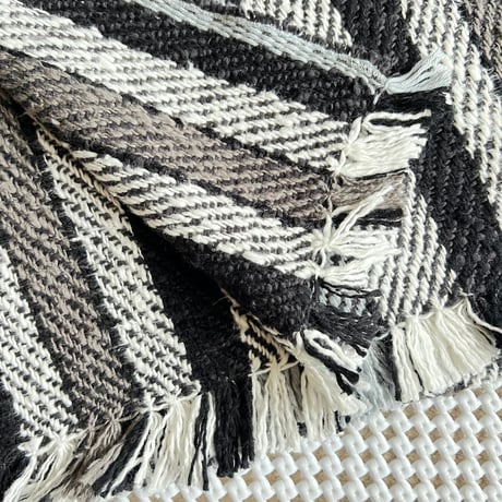Gara-bou Blanket Stole Kabe 100×190cm (Twill Stripe - Black)