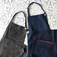 Organic Khadi Kid's Full Apron ( Indigo / Charcoal )