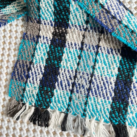 Gara-bou Muffler Stole Kabe 22×190cm (Twill Plaid - Blue)