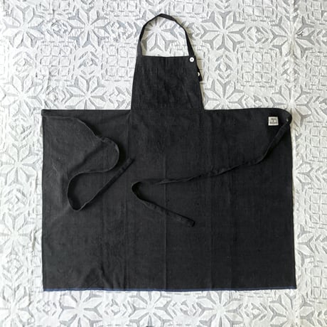 Organic Khadi Kid's Full Apron ( Indigo / Charcoal )