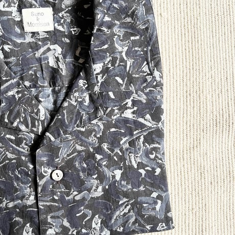 #100 Khadi Printed Bowler Shirts Regular (Nerium Charcoal)