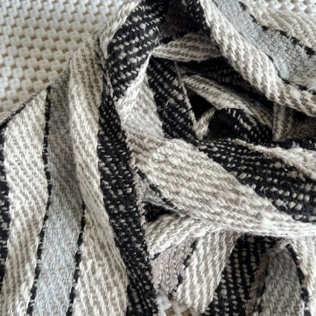 Gara-bou Muffler Stole Kabe 22×190cm (Twill Stripe - Light Gray)